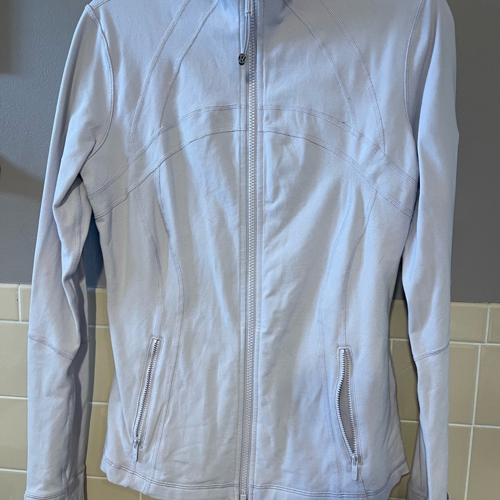 Woman’s Lululemon Define Luon Jacket in Light Lavender.